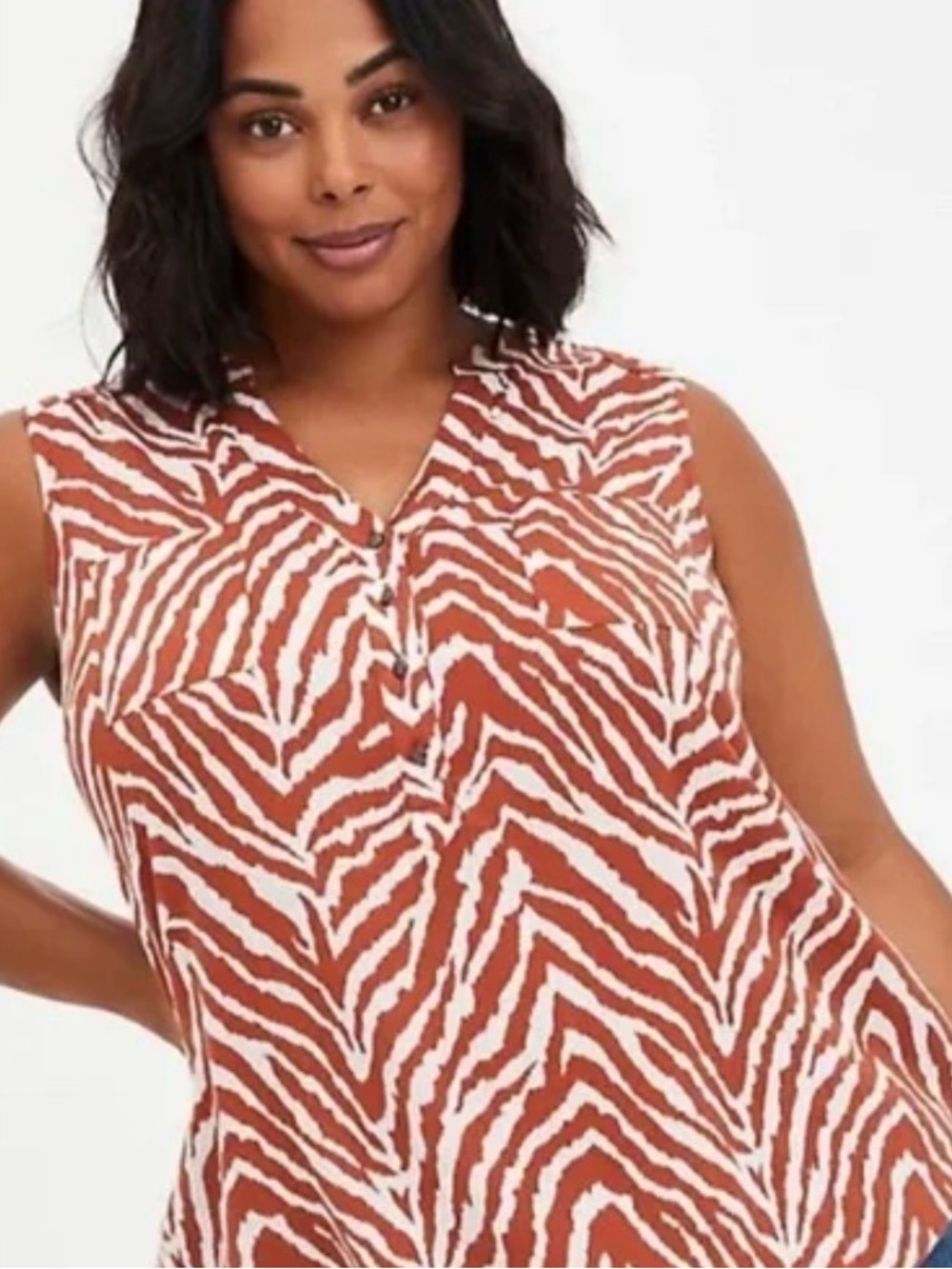 NWT Torrid Brown and White Sleeveless Graphic Top